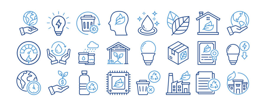Sustainability icon collection. Containing design ecology, sustainable, eco, nature, green