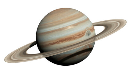 Planet Saturn with rings space astronomy isolated on a transparent background