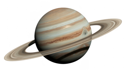 Planet Saturn with rings space astronomy isolated on a transparent background