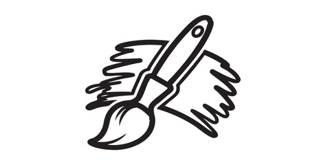 Obraz premium Paint brush vector icon, decorating with brush symbol, art and design sign, outline and filled style, isolated on transparent background