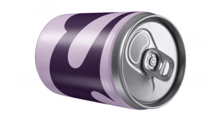 Purple and silver soda can purple can silver lid drink isolated on a transparent background