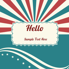 retro greeting design with sunburst and stars