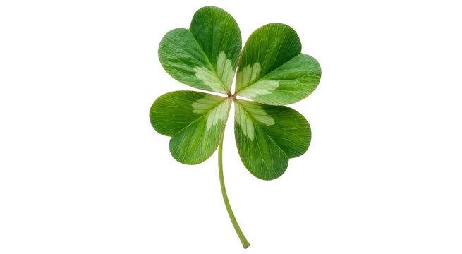 Green four-leaf clover plant isolated on a transparent background