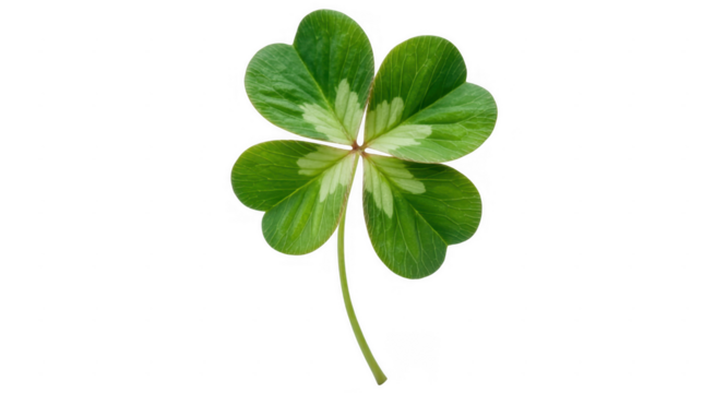 Green four-leaf clover plant isolated on a transparent background - Powered by Adobe