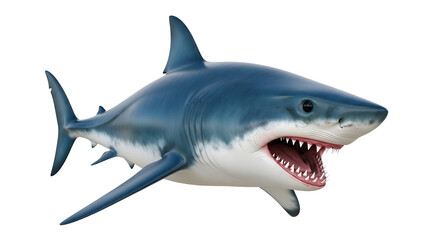Aggressive Great White Shark with Open Jaws and Sharp Teeth