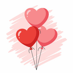 red pink heart balloons valentines love.
