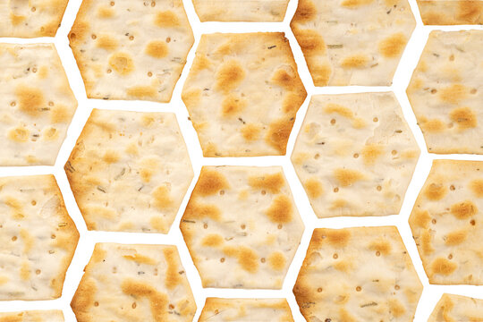 Saltine cracker cookies. Gluten-free dry biscuits. Snacks. Beer snack. Crispy cookies with salt and spices.	