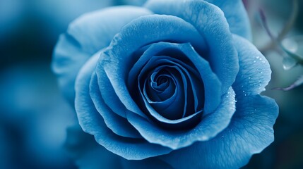 Close-up of a vibrant blue rose