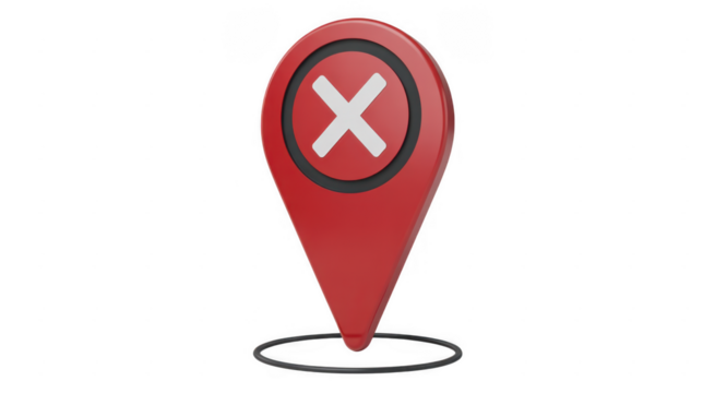 Red Map Pin with White Cross map marker location navigation symbol isolated on a transparent background - Powered by Adobe
