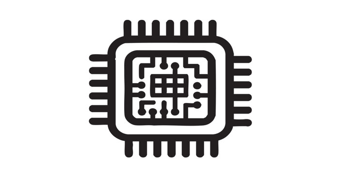Microprocessor CMOS vector icon, integrated circuit symbol, technology and electronics, outline and filled style, isolated on transparent background