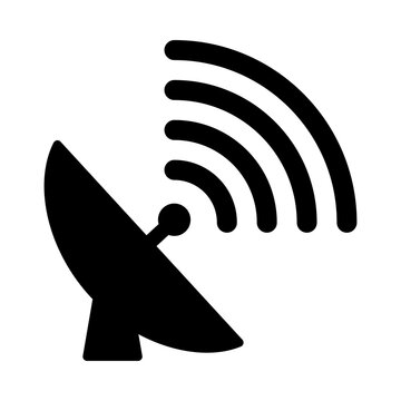 Radar icon with signal waves, symbolizing detection, scanning, tracking, and wireless communication.