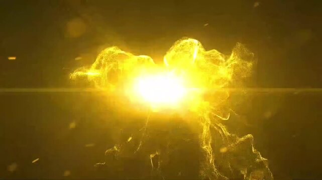 Golden Fire Phoenix Bird Animation with Glowing Sparkle Particles Flying on Black Background for Intro Logo and Cinematic Reveal