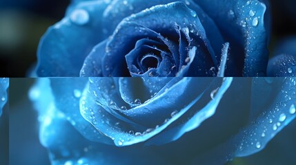 Close-up blue roses with drops of water background.