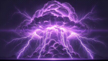 Obraz premium Dramatic purple lightning storm with dark, stormy clouds illuminated by bright flashes