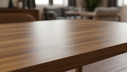 Obraz premium Polished wooden table top in a cozy room setting