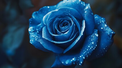 Close-up blue roses with drops of water background.