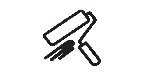 Fototapeta premium Paint roller vector icon, decorating with roller brush symbol, painting and design sign, outline and filled style, isolated on transparent background