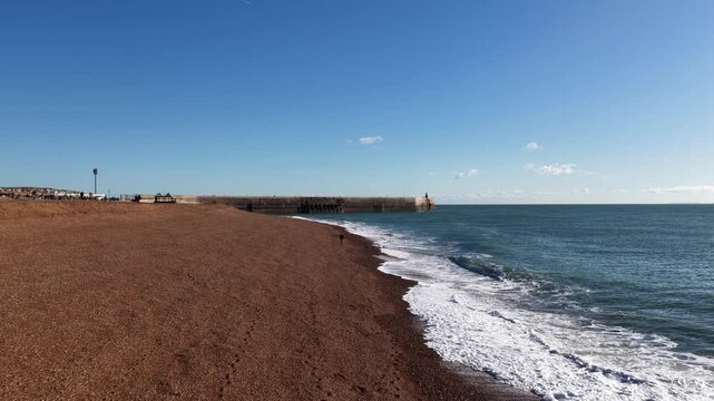 Aerial Drone View of the English Coastline at Folkestone, Kent