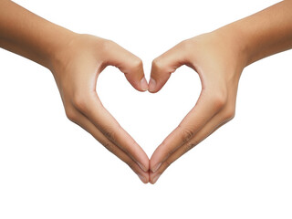 Fototapeta premium Hands forming a heart shape fingers human hands gesture isolated on a transparent background