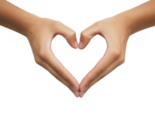 Hands forming a heart shape fingers human hands gesture isolated on a transparent background
