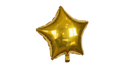 Isolated golden star balloon party decoration, celebration and shiny festive atmosphere