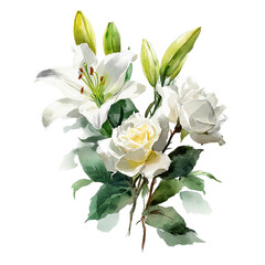 Obraz premium Watercolor artistic image of flower decoration, florist, luxury, use for a vector decoration element at the bottom of a page, simple, 
