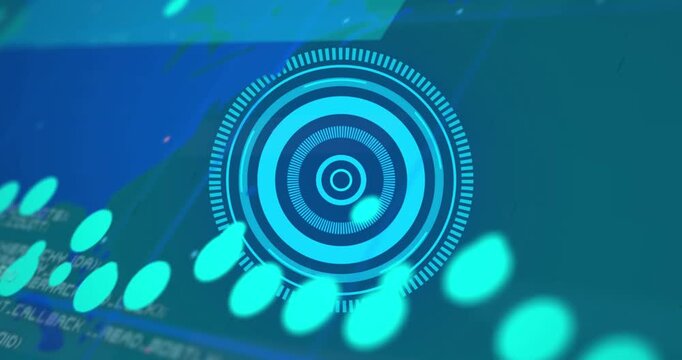 Animation of graphs and processing circle over world map on green background