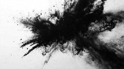 Abstract Black Powder Explosion on White Background explosion abstract background black powder dust