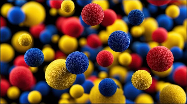 Abstract Composition of Vibrant Spheres: A mesmerizing display of colorful spheres floats against an indeterminate backdrop, creating a sense of wonder and abstract beauty. 