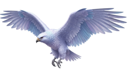 Isolated Eagle with open wings soaring down on a prey on a solid color surface