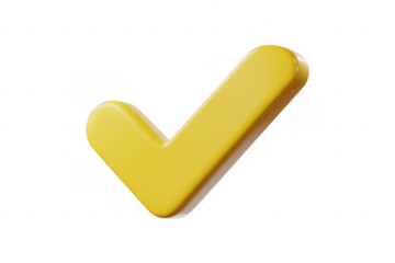 Yellow checkmark symbol confirmation isolated on a transparent background
