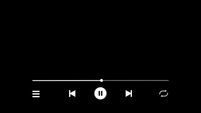 Music player progress bar overlay video animation template on transparent background