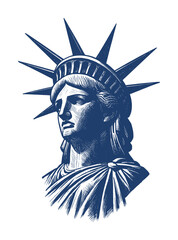 drawing illustration of miss liberty's head sculpture (artwork 2)