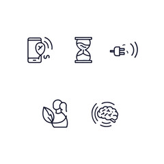  Digital Detox and Mental Break Concept Vector Line Icons.
