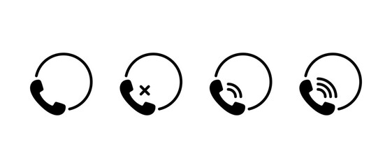 Phone call status icon set. Telephone handset symbol. Communication sign