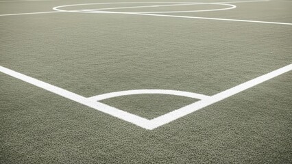 Artificial sports turf close-up in green and white for soccer corner [with copy space]
