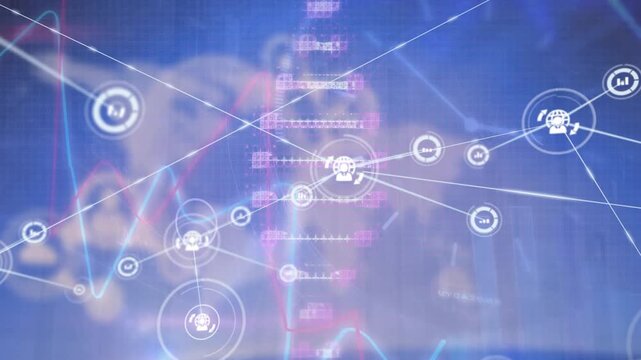 The video is a digitally generated graphic representing a futuristic technology interface