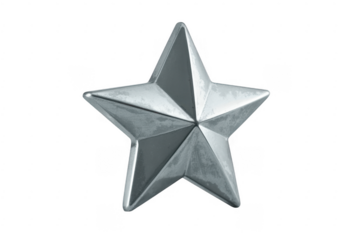 Metal star silver isolated shiny isolated on a transparent background