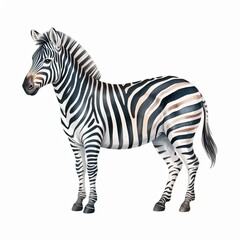 Fototapeta premium Watercolor Illustration of Zebra Standing, Isolated on White