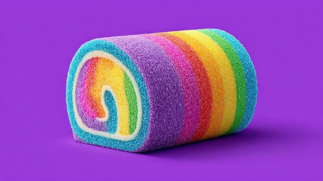 Rainbow Roll Cake: An appetizing rainbow roll cake, showcasing an artful arrangement of vibrant colors, is an exquisite dessert ready to tantalize the taste buds and make the moment a sweet one.