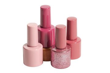 Pink nail polish bottles cosmetics beauty isolated on a transparent background