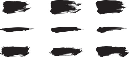 Collection of brush stroke elements in various shapes 