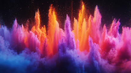 Dynamic Burst of Vibrant Colorful Powder on Dark Background burst powder explosion color splash pink