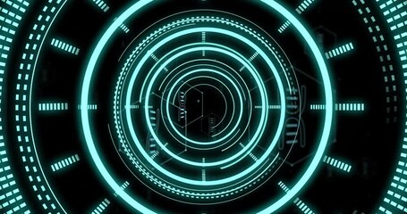 Animation of scope scannig with dna strand on black background - Powered by Adobe