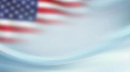 Minimalist abstract geopolitical background, with soft, blurred colors of the American flag merging into icy arctic blue tones. Copy space