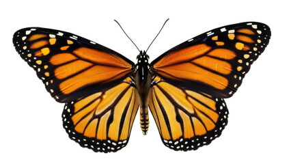 Fototapeta premium Isolated beautiful Monarch butterfly with fully open wings, a colorful insect for design use