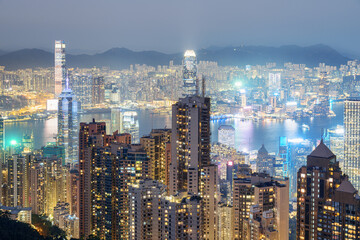 Awesome aerial view of Hong Kong from Victoria Peak