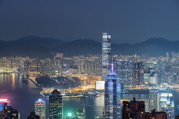 Awesome aerial view of Hong Kong from Victoria Peak