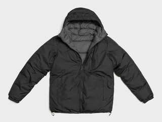Classic men casual jacket or windbreaker, shown flat or on a hanger, isolated on a white background. Stylish outerwear for spring or autumn fashion concepts. © stas_malyarevsky