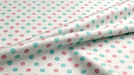 Soft Fabric with Pink and Teal Polka Dot Pattern